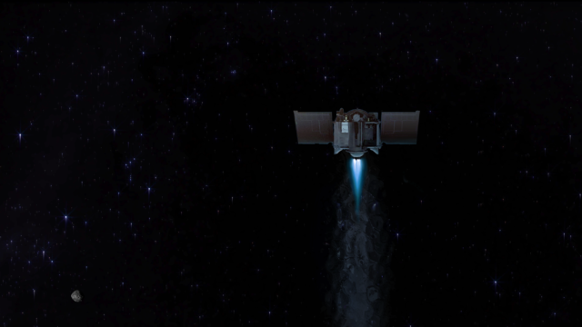 Illustrazione accensione thrusters OSIRIS-REx Credit: NASA/Goddard/University of Arizona