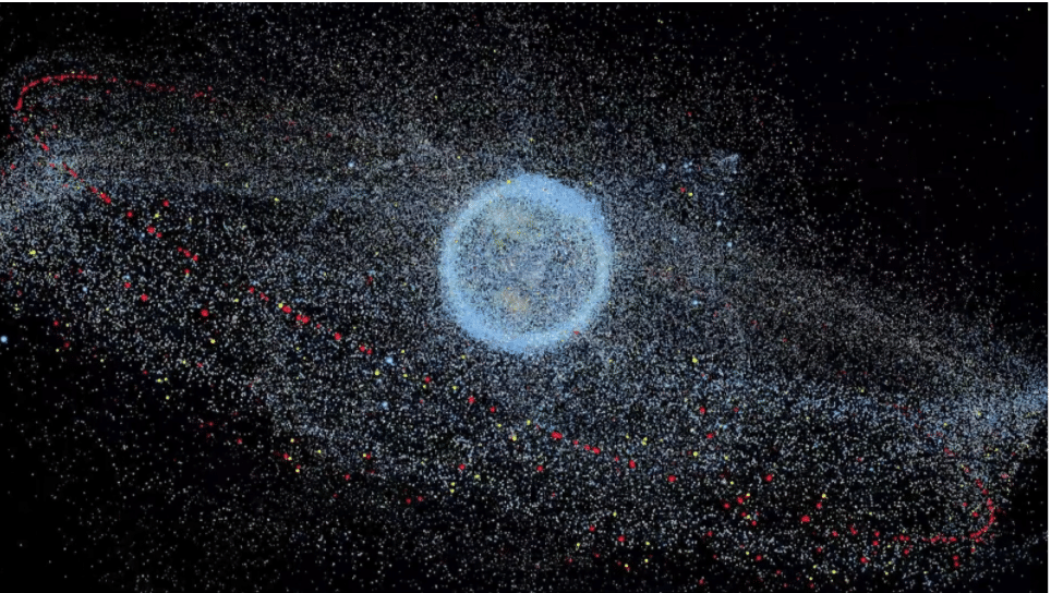 Rappresentazione dei detriti spaziali nell’orbita bassa intorno alla Terra. Credit: ESA