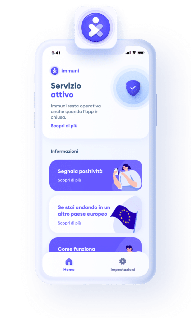 L'app Immuni conterrà una nuova voce "EU Digital Covid Certificate" per accedere al proprio Green Pass (Fonte: Immuni).