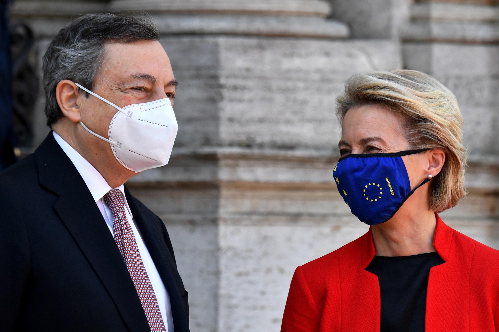 Mario Draghi e Ursula von der Leyen (Fonte: Adnkronos)
