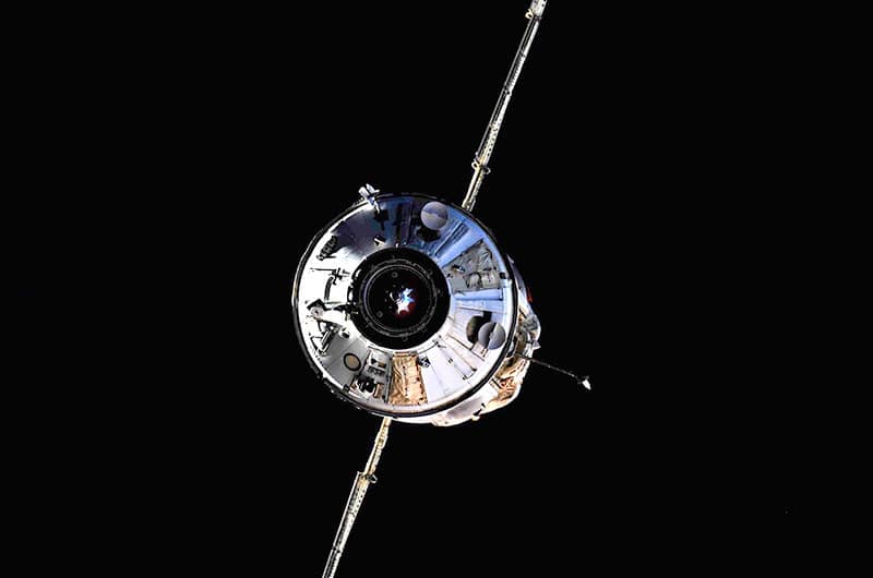 Il modulo Nauka in fase di approccio alla ISS. Credits: Roscomos