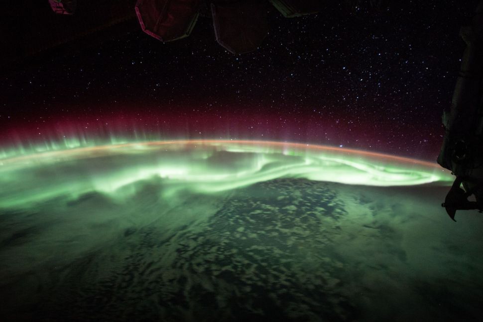 Aurora fotografata dall'astronauta Jack Fisher a bordo della ISS. Crediti: NASA.