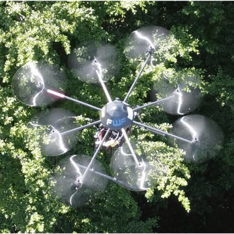 Il drone durante il test in foresta. Fonte: Johannes Kepler University