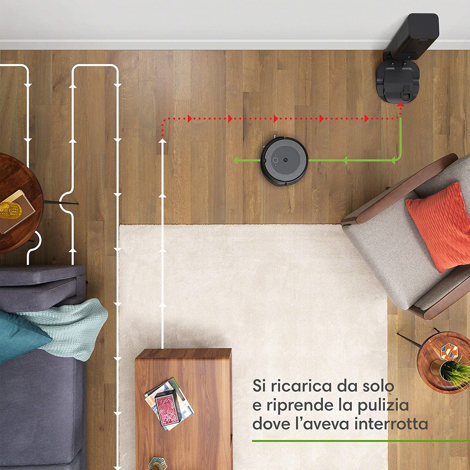 iRobot Roomba traccia la traiettoria migliore. Credits: iRobot