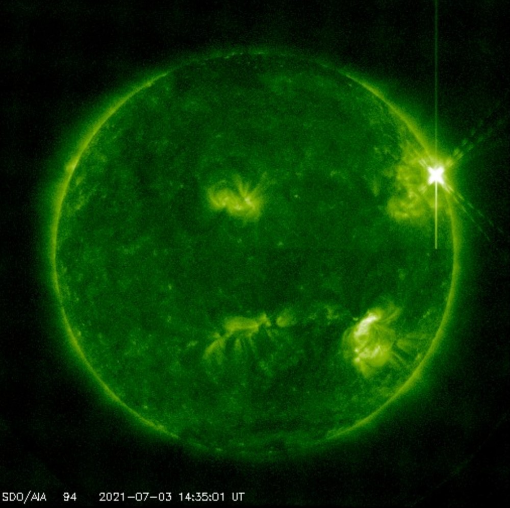 Il brillamento del 3 luglio osservato dalla sonda Sdo della Nasa. Crediti: Sdo/Nasa