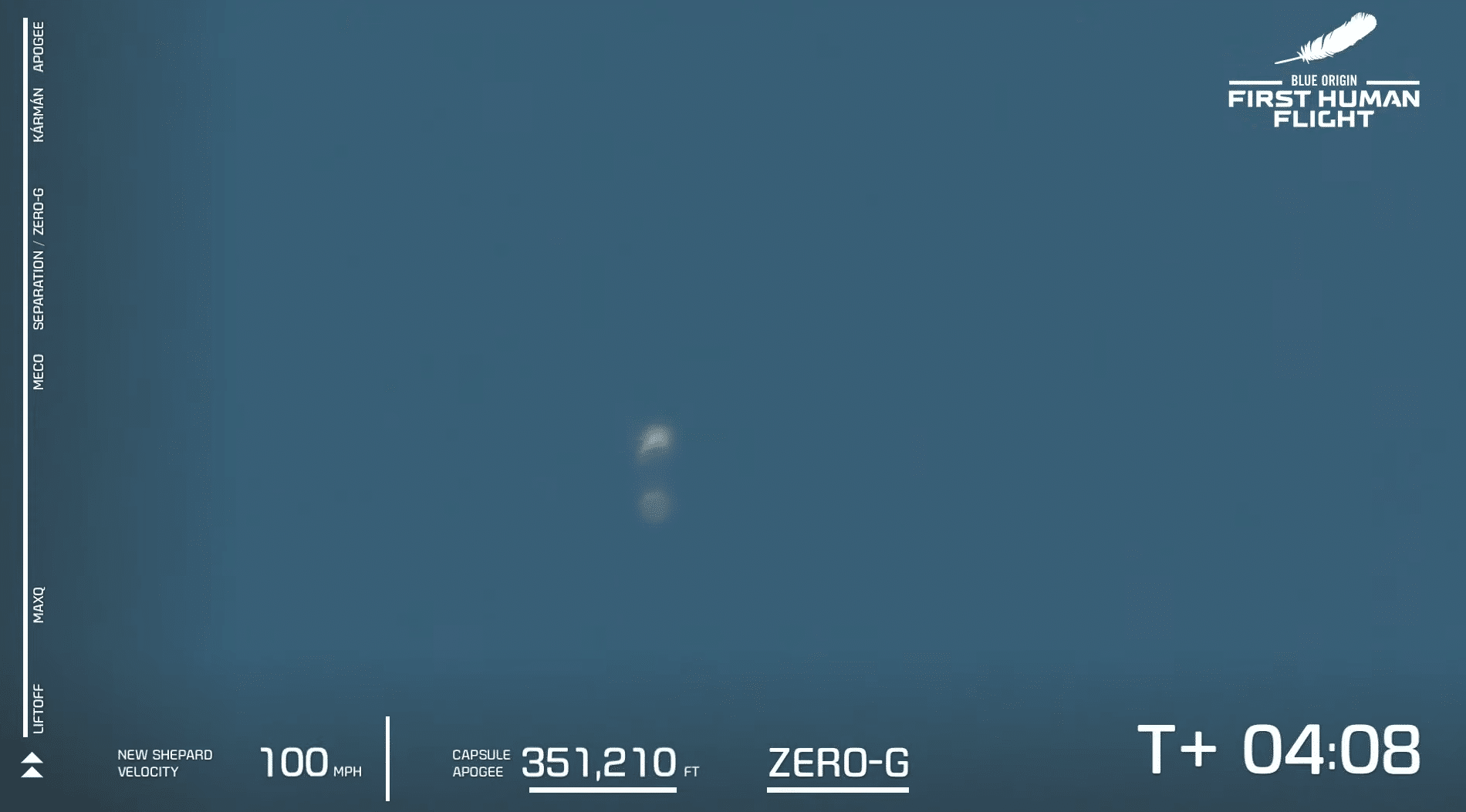 Poco dopo il raggiungimento dell'apogeo. Credits: Blue Origin
