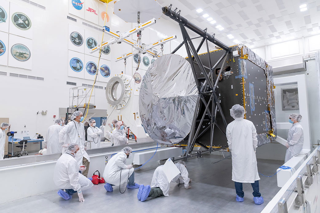 Corpo centrale della sonda Psyche nelle fasi di assemblaggio Credits: NASA/JPL-Caltech