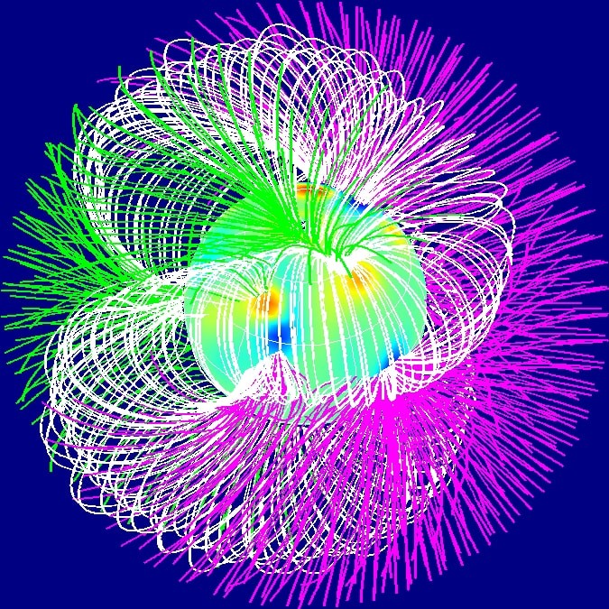 Rappresentazione del campo magnetico tramite Zeeman-Doppler imaging. Credits:Aip, INAF