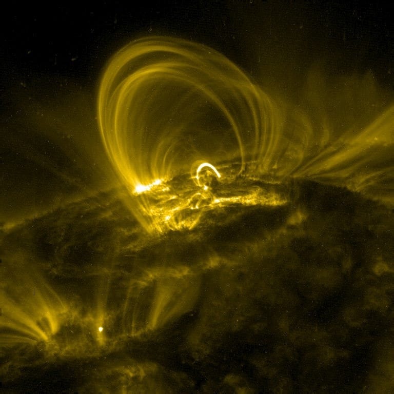 Anelli coronali del Sole ripresi dal telescopio TRACE. Credits: NASA