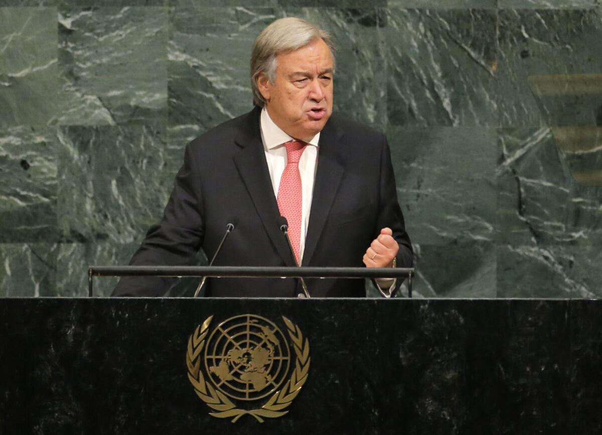 Il segretario ONU Guterres contro i "viaggi di piacere nello spazio" - United Nations Secretary General Antonio Guterres addresses the 72nd United Nations General Assembly at U.N. headquarters in New York, U.S., September 19, 2017. REUTERS/Lucas Jackson
