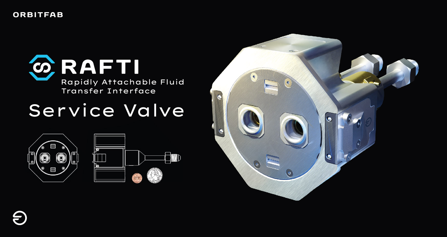 Valvola di servizio RAFTI (Rapidly Attachable Fuel Transfer Interface) di Orbit Fab che consente il rifornimento del satellite in orbita. Credit: Orbit Fab