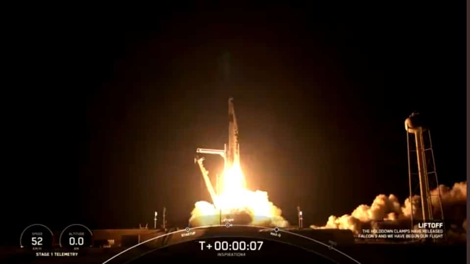 Decollo della missione Inspiration4 lo scorso 16 settembre. Credits: SpaceX