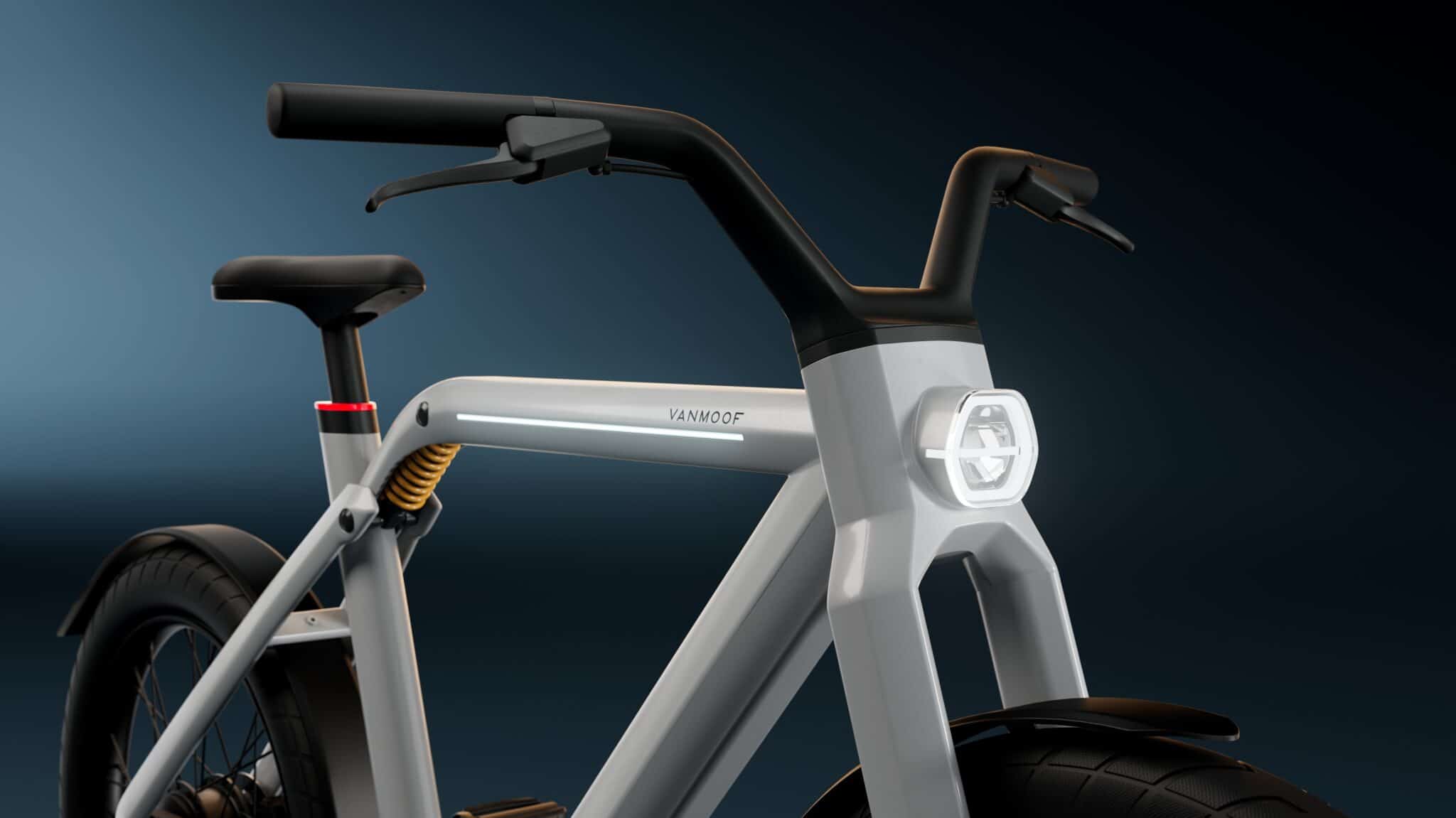 Fanaleria anteriore e laterale della VanMoof V. Credit: VanMoof Media