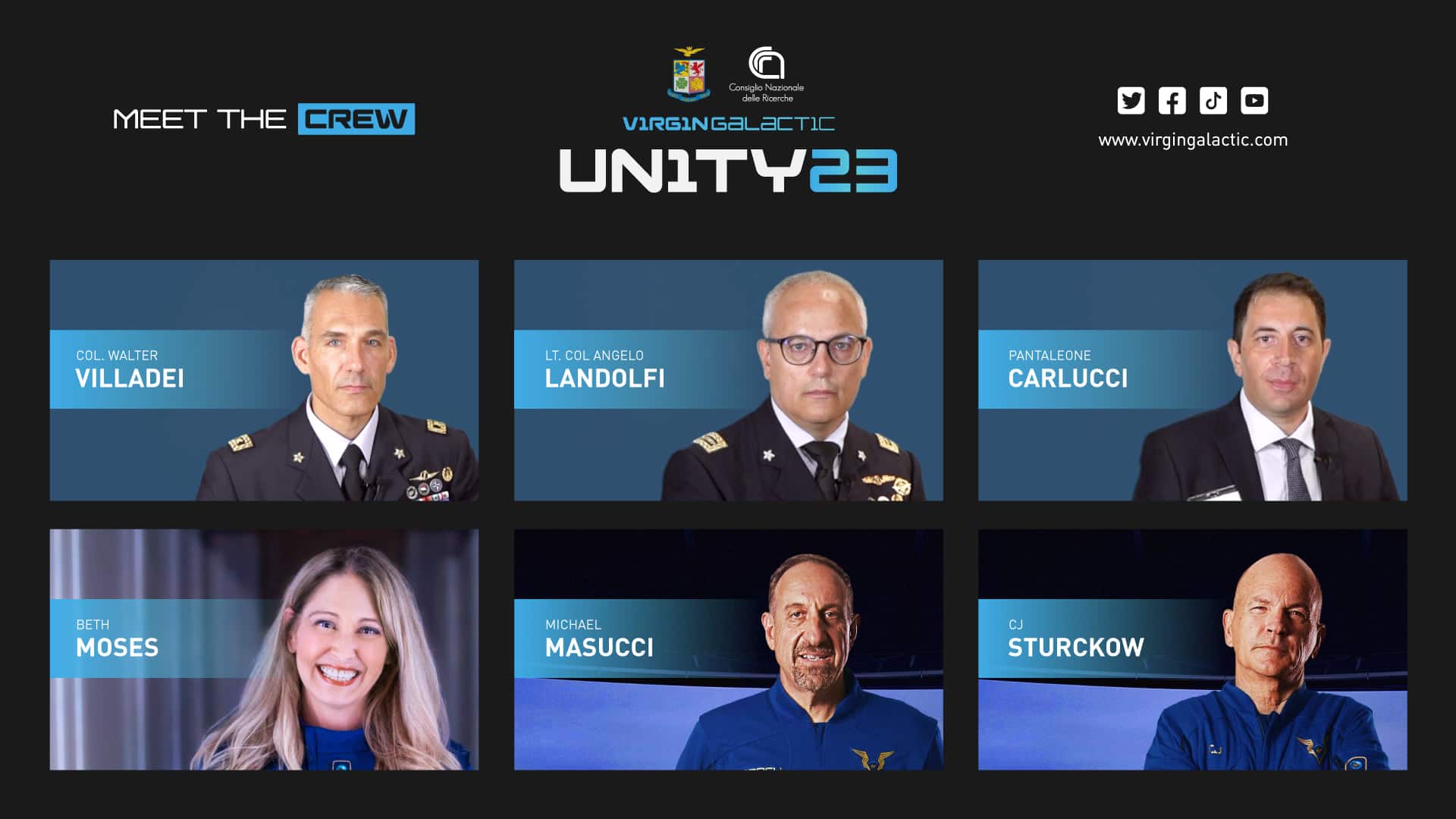 L'equipaggio della prossima missione. Credits: Virgin Galactic