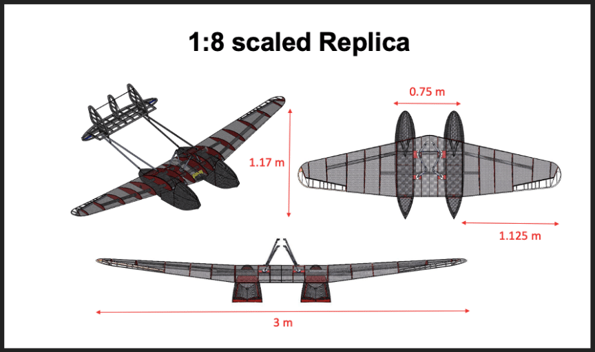 Modello CAD dell'idrovolante in scala 1:8, modello realizzato per la successiva costruzione dell'aeromodello SIAI Marchetti S55X. Crediti: Team S55.