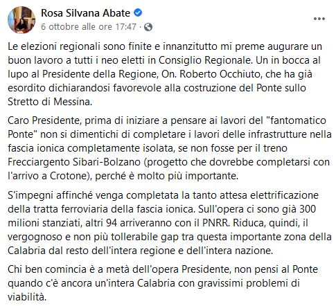 Il Presidente Occhiuto parla del Ponte sullo stretto