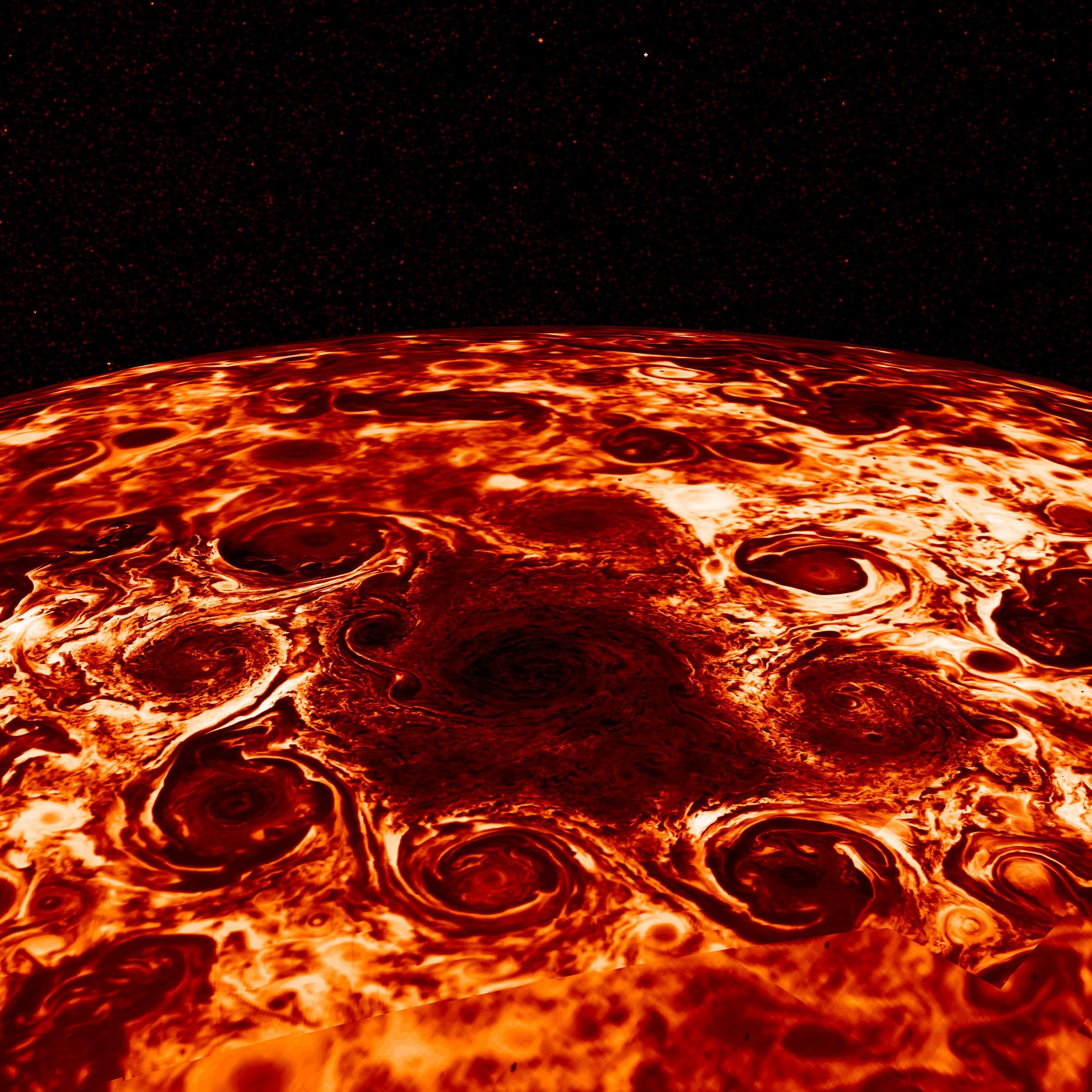 Cicloni nel polo Nord di Giove Credits: NASA/JPL-Caltech/SwRI/ASI/INAF/JIRAM
