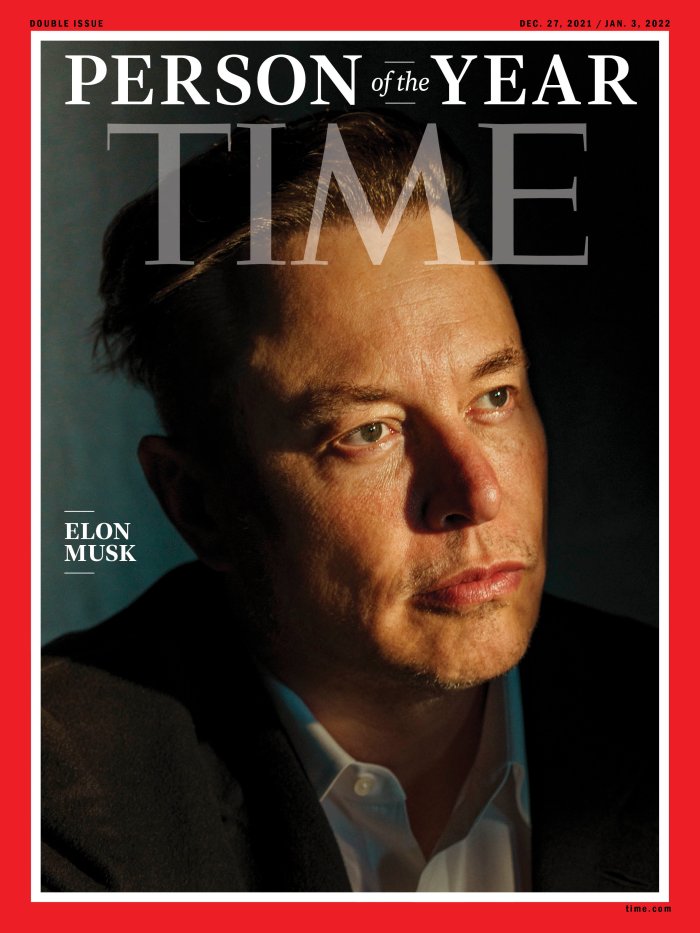 Elon Musk, nominato persona dell'anno 2021 dal Time. Crediti: Mark Mahaney, Time.