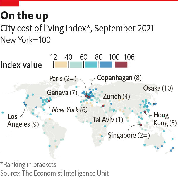 Le 10 città con il più alto costo della vita - credit: The Economist