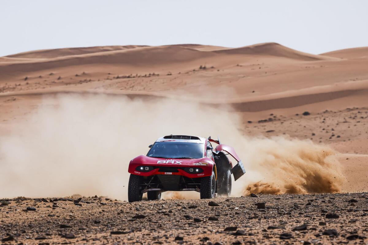 Stage 7, Dakar 2022: Loeb e Cornejo al comando della giornata, cambia la classifica - #211 Loeb Sebastien (fra), Lurquin Fabian (bel), Bahrain Raid Xtreme, BRX Prodrive Hunter T1+, Auto FIA T1/T2, W2RC, action during the Stage 7 of the Dakar Rally 2022 between Riyadh and Al Dawadimi, on January 9th 2022 in Al Dawadimi, Saudi Arabia - 