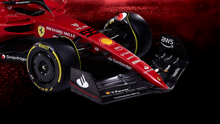 La parte anteriore della Ferrari F1-75