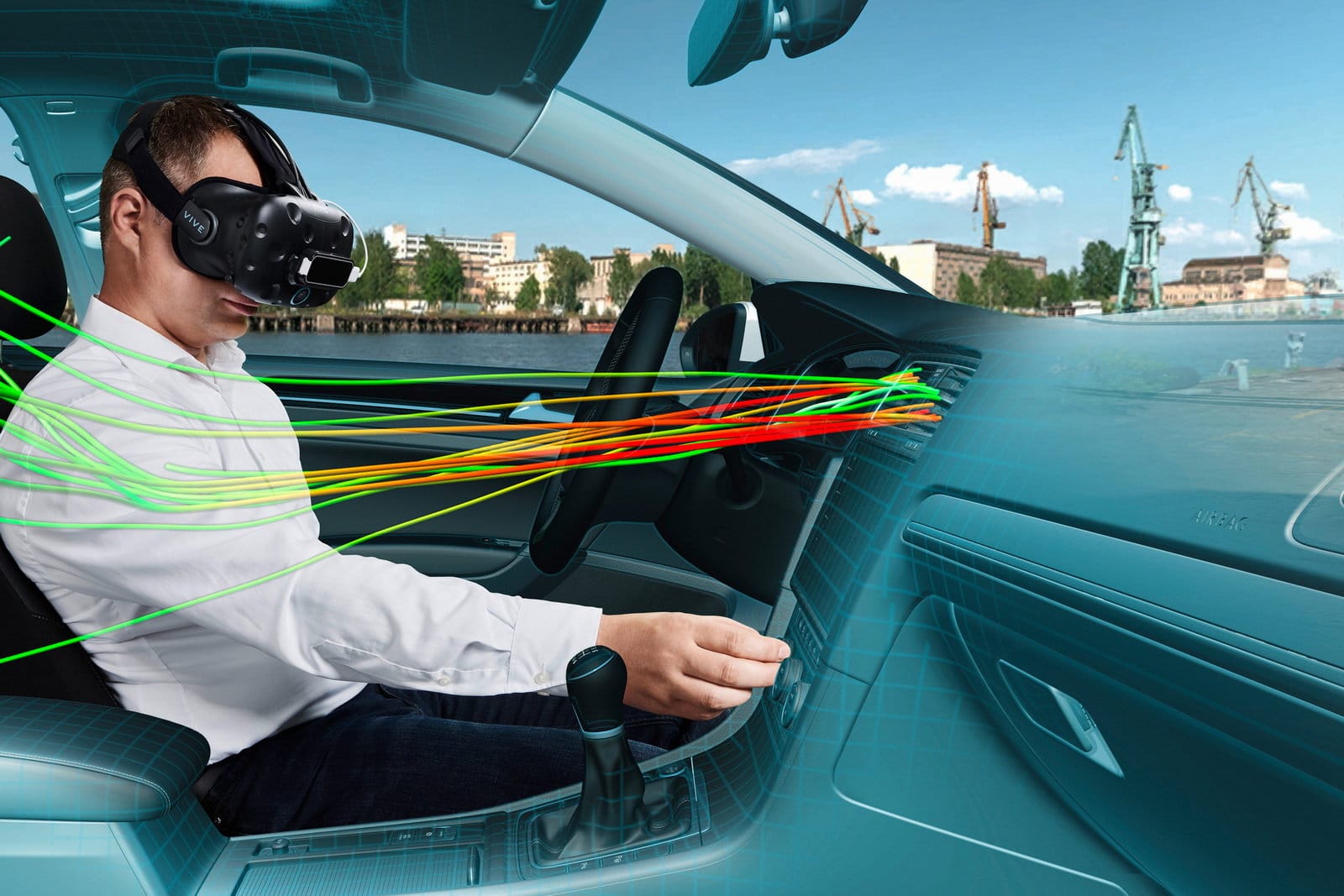 Lo sviluppatore prova le varie funzioni dell'abitacolo virtuale