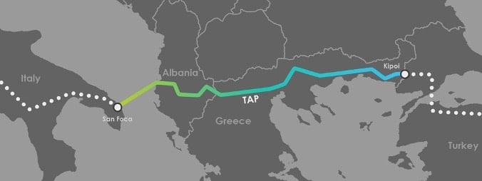 Percorso del gasdotto TAP