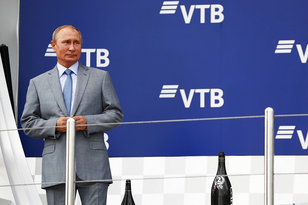 Il presidente della Russia Vladimir Putin al GP di Russia di qualche anno fa