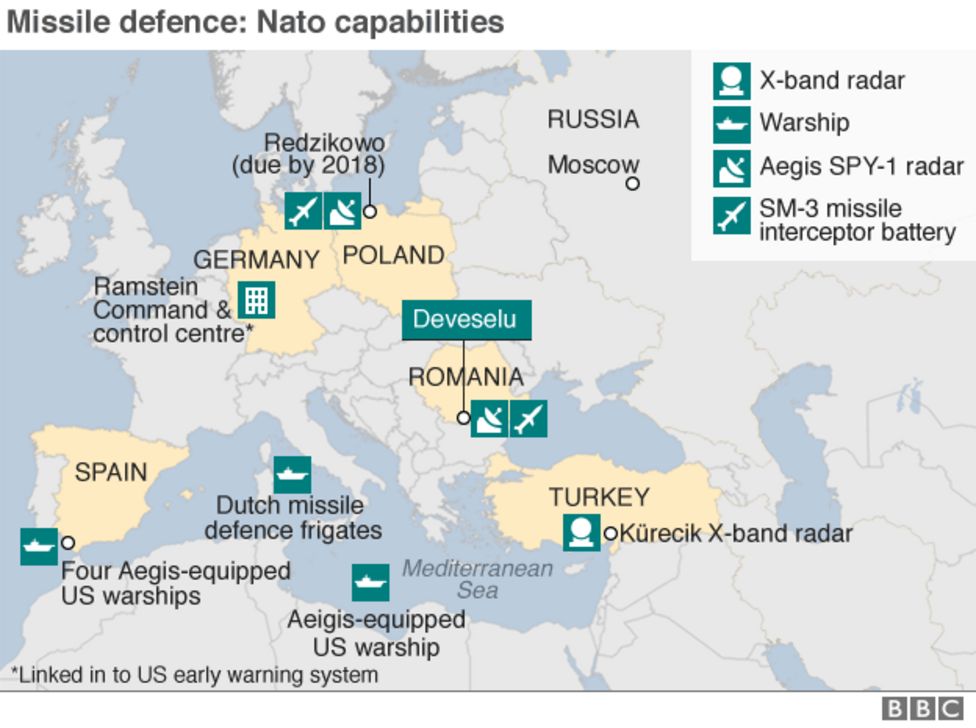 Una delle mappe che riportano alcune delle capacità difensive della NATO. Credits: BBC