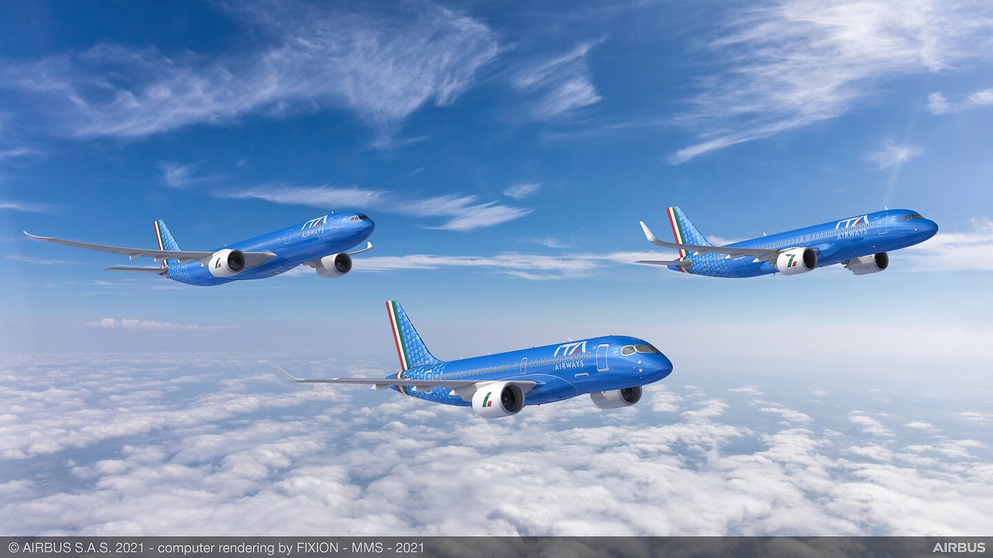Flotta Airbus di ITA Airways. Credits: Airbus