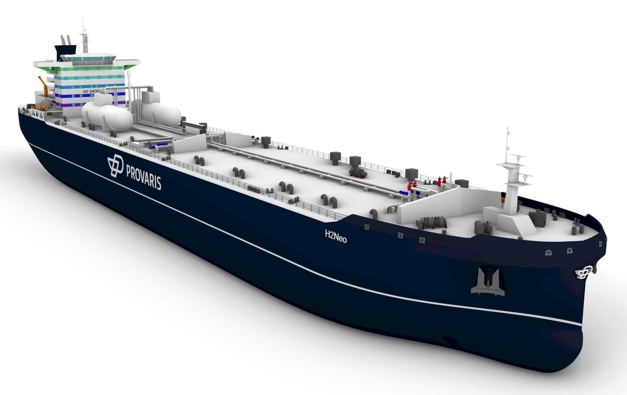 Un render di come potrà apparire la nave quando verrà costruita. Fonte: Profilo Twitter di Provaris Energies