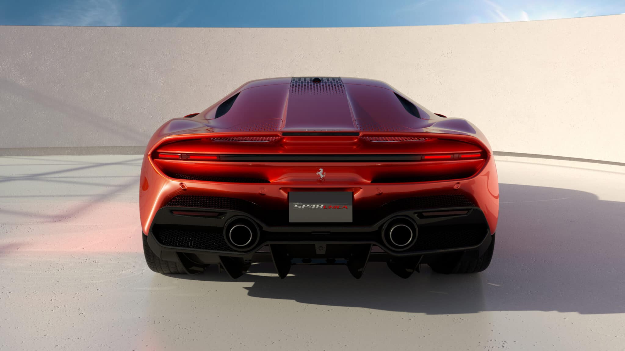 SP48 Unica, si può notare il lunotto rimosso - Crediti foto: ufficio stampa Ferrari