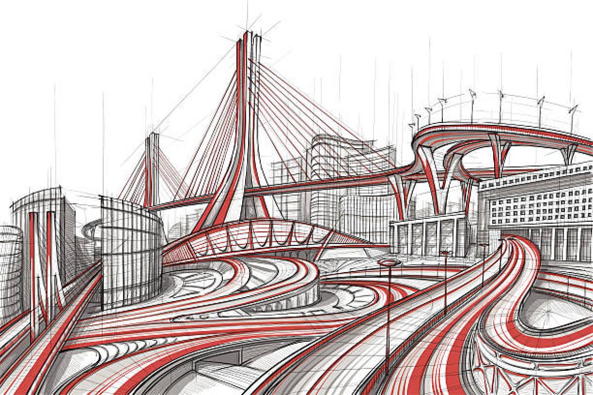 Concorso di progettazione: un utile vademecum con i consigli da seguire per (provare a) vincerne uno! - Vector illustration of the architectural design. In the style of drawing. (ai 10 eps with transparency effect).