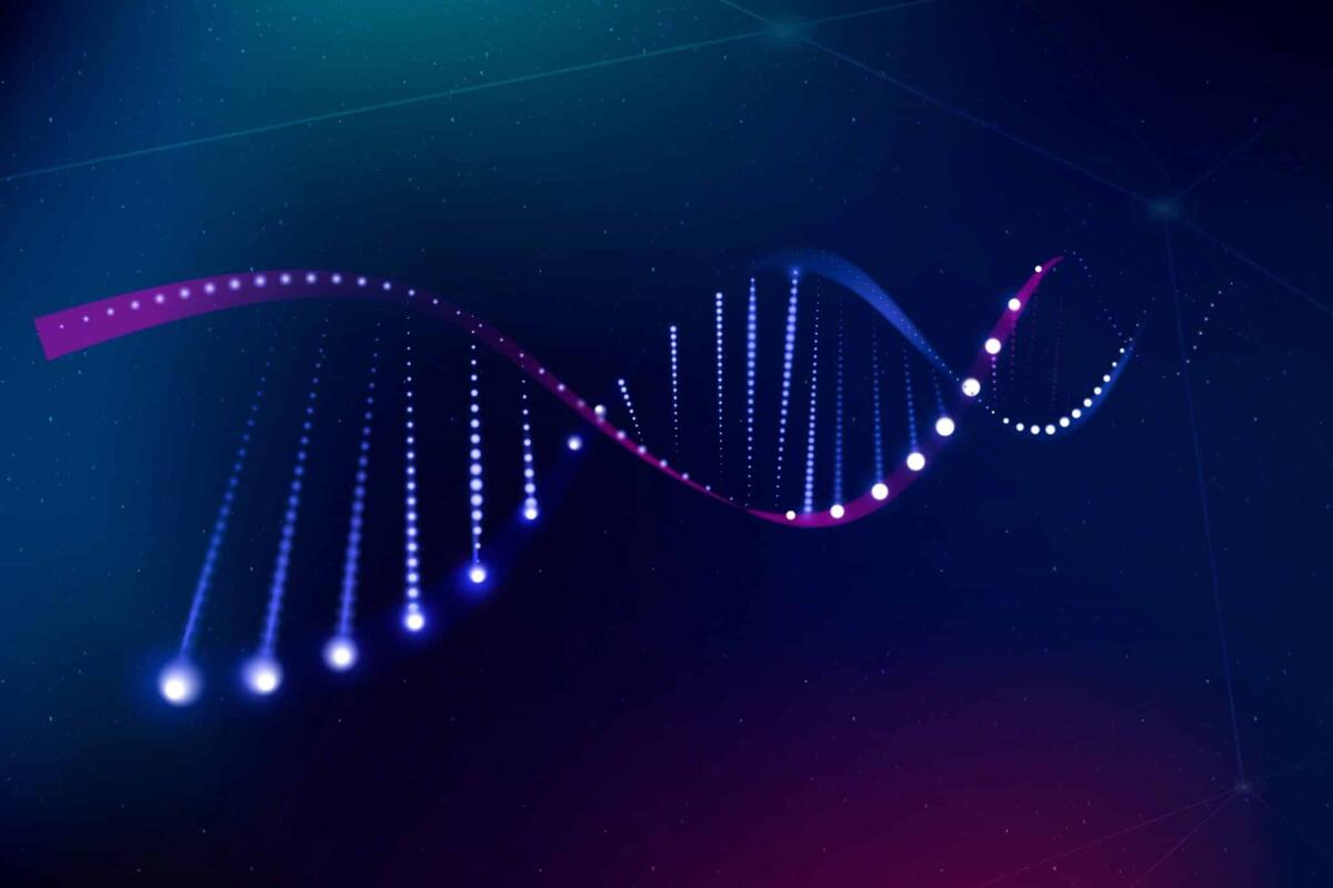 Superconduttori: si potrebbe utilizzare il DNA per fabbricarli - DNA genetic biotechnology science vector purple neon graphic