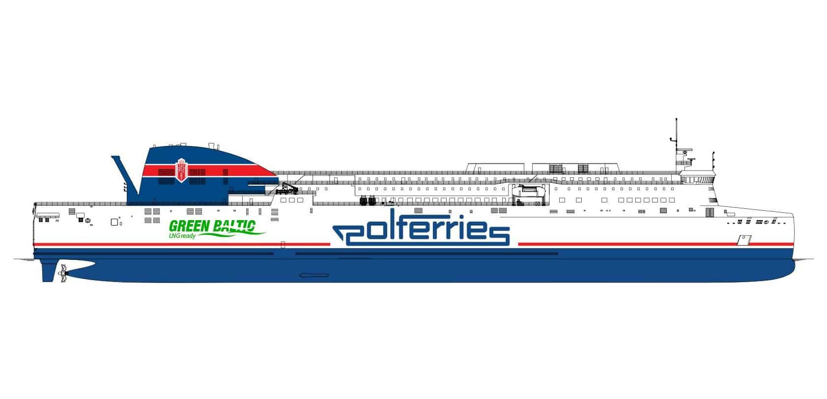 Il traghetto che verrà costruito dai cantieri Visentini per la Polferries. Fonte: Pagina facebook ufficiale Polferries