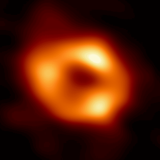 La prima, storica immagine di un buco nero: si tratta di Sagittarius A, al centro della Via Lattea  (fonte: https://it.wikipedia.org/wiki/Sagittarius_A*)