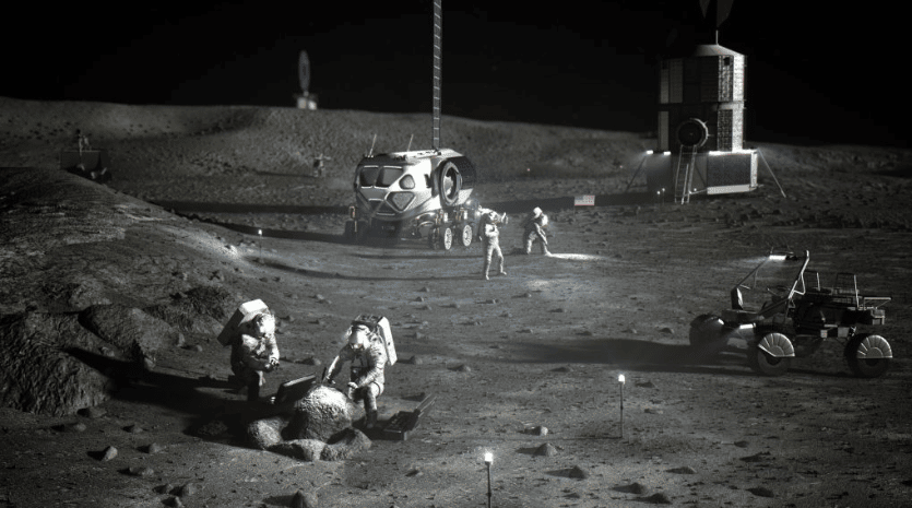 Illustrazione astronauti, Artemis, Polo Sud, Credits NASA