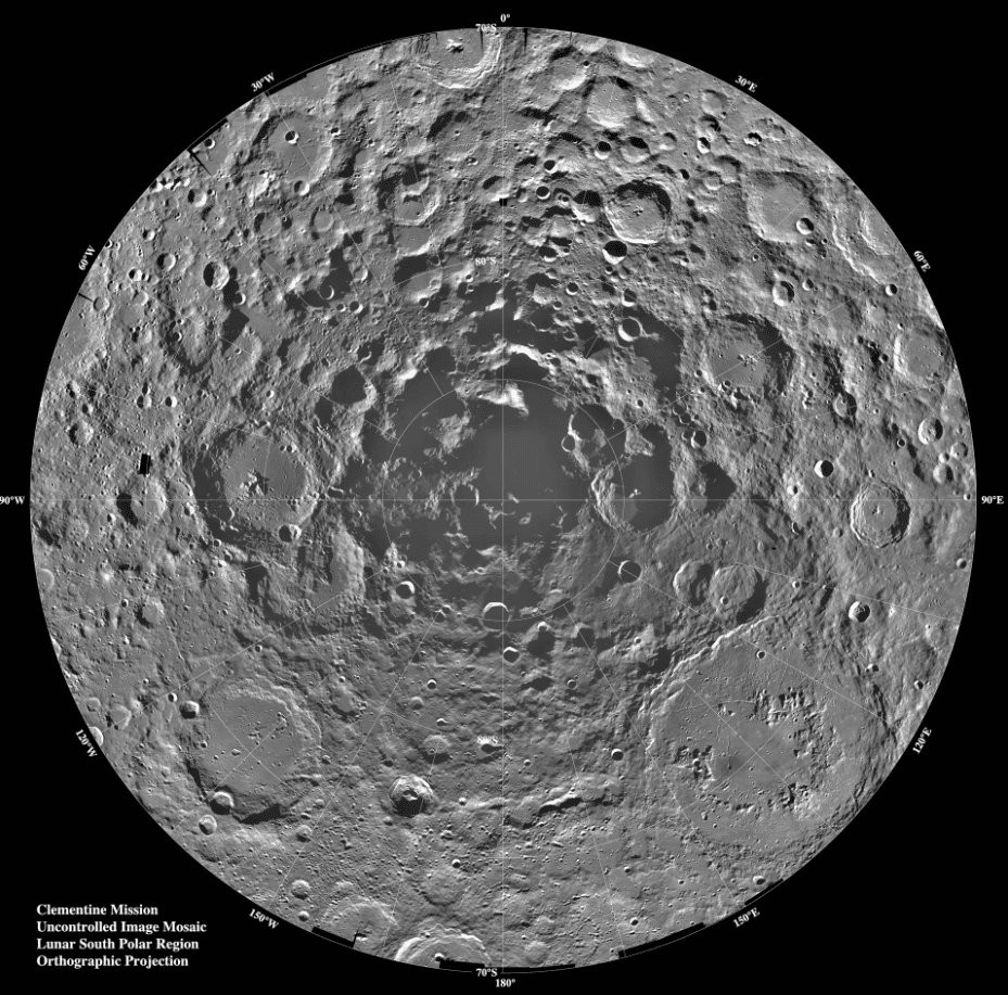 Polo Sud della Luna, Credits NASA