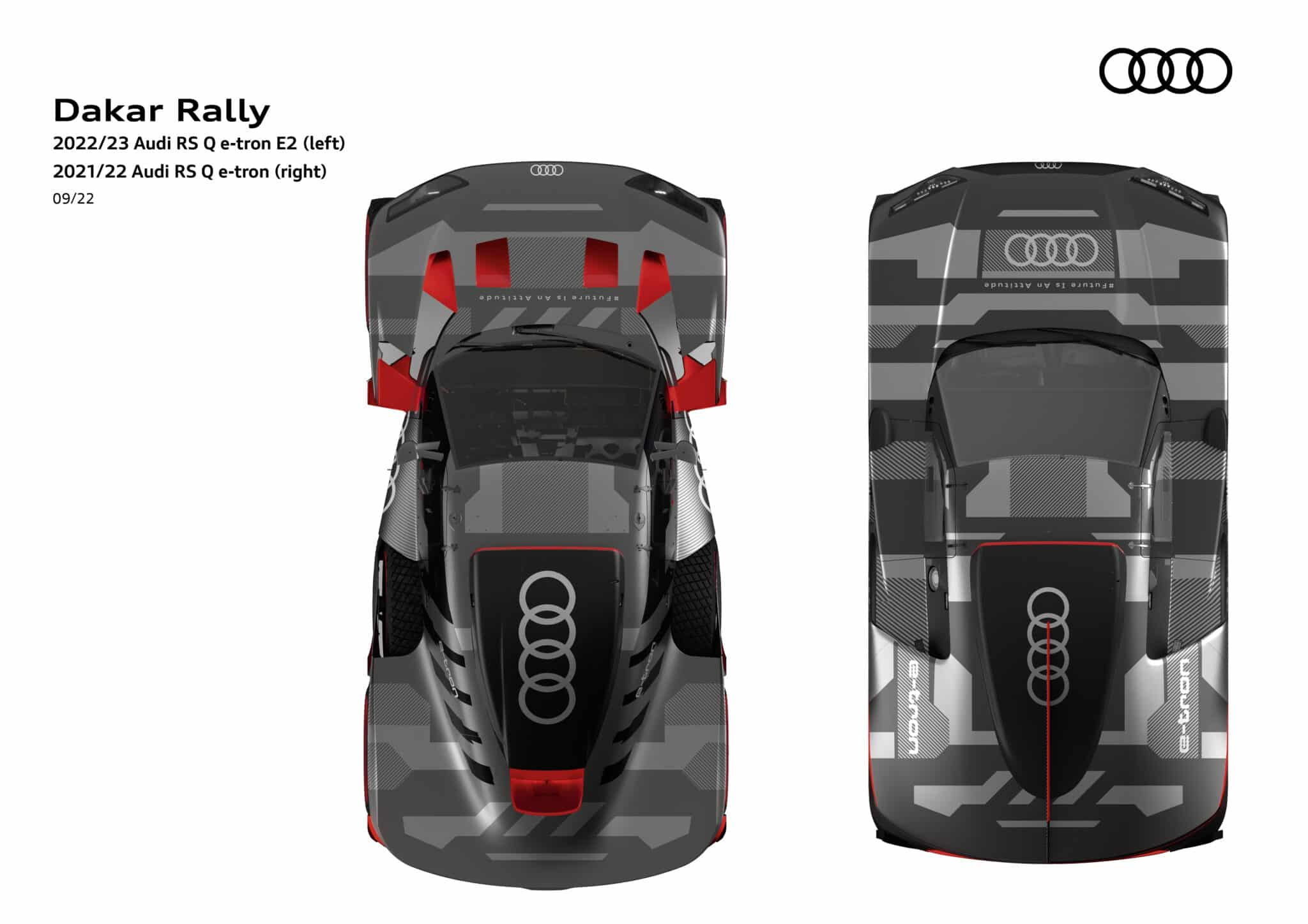 Audi RS Q e-tron E2 (a sinistra) vs ES Q e-tron (a destra)