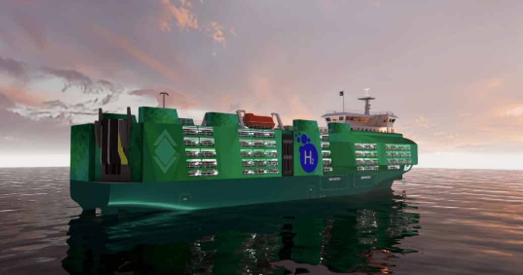 Rendering di una nave ad idrogeno. Credits: Aurelia Green Concept Design