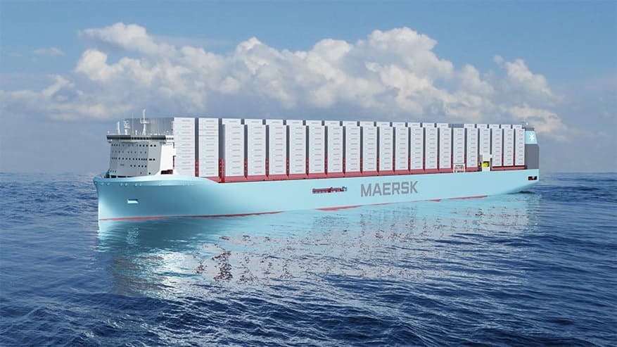Un render delle nuove navi portacontainer della Maersk. Fonte: Comunicato stampa