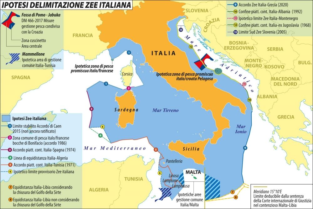 Ipotesi di una Zona Economica Esclusiva italiana. Credits: Limes Rivista Italiana di Geopolitica.
