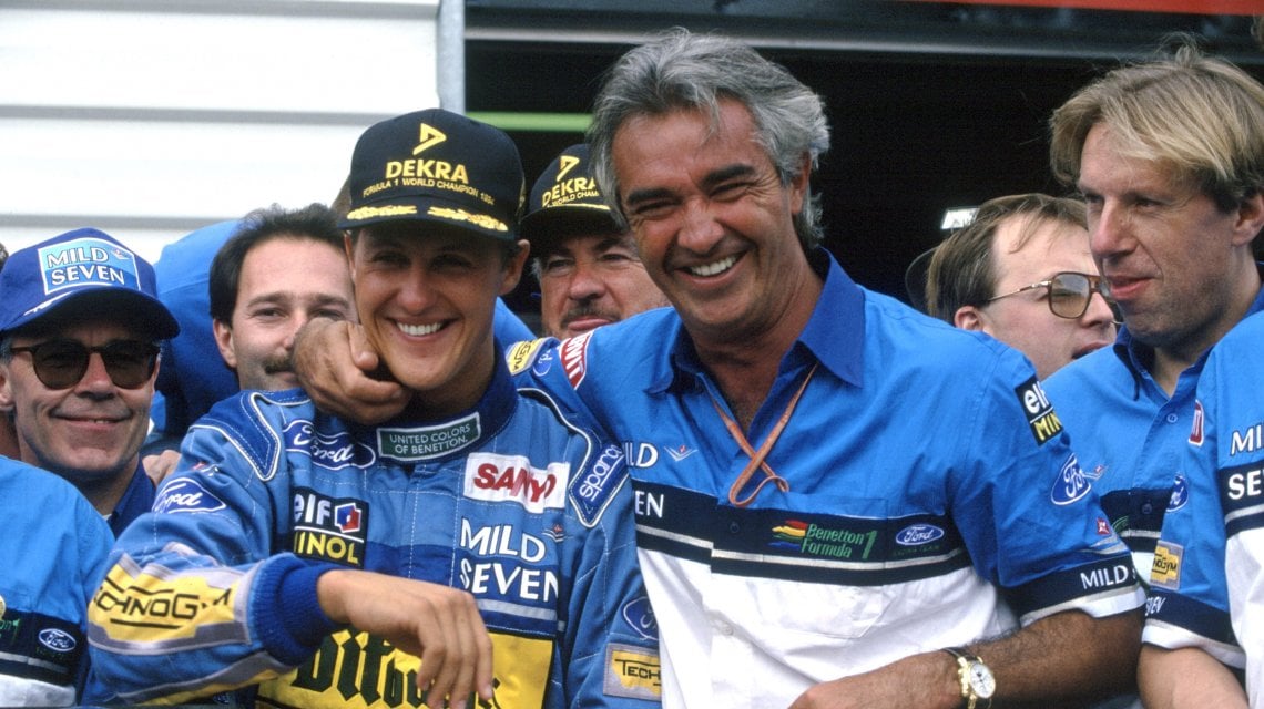 Michael Schumacher e Flavio Briatore in Benetton. Credit: repubblica.it