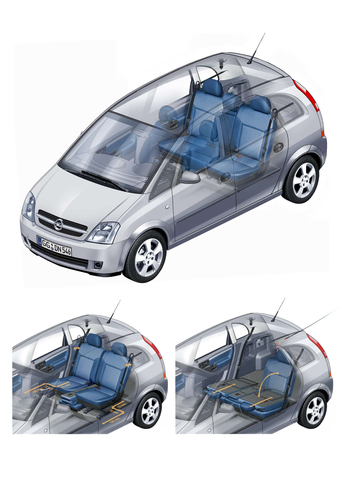 I sedili ribaltabili della Opel Meriva di 20 anni fa