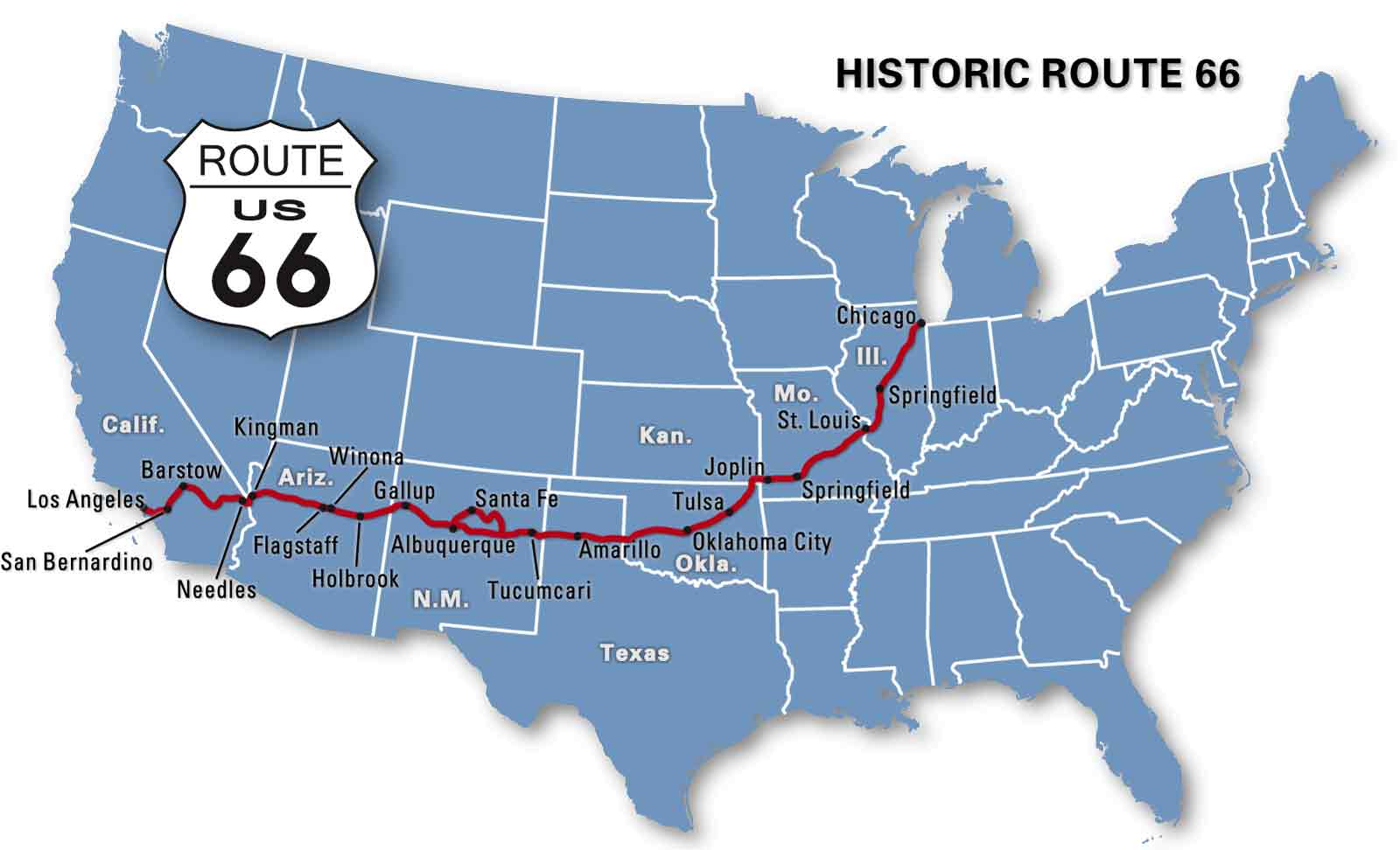 In rosso la Route 66
