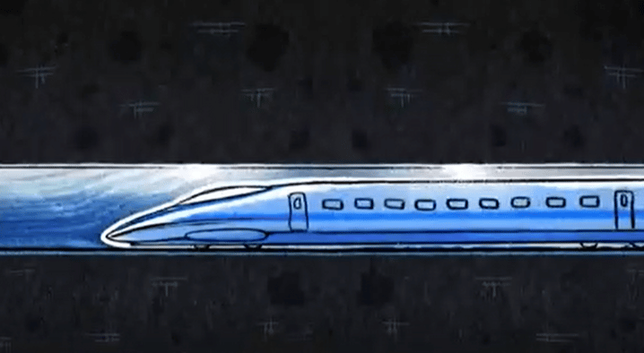Aerodinamica del moderno treno proiettile. Credits: BBC