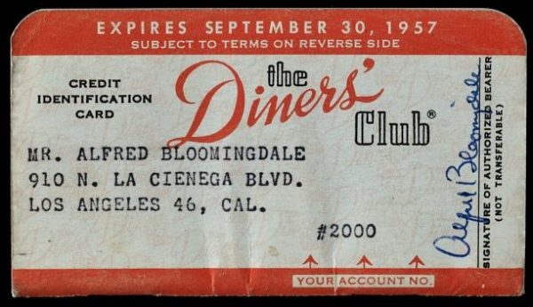 Carta di credito Diners Club, 1957. Credits: Smithsonian Institution.