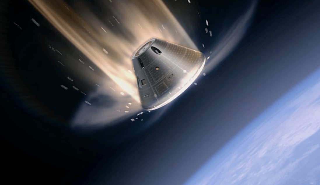 Rappresentazione artistica rientro nell'atmosfera,Orion, Credits Nasa