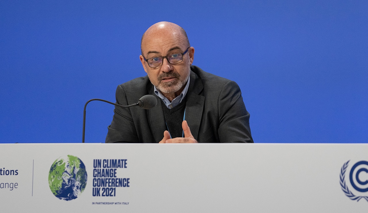 L'ex L'ex ministro della transizione energetica Cingolani, durante la conferenza COP26 del 2021, Glasgow. Credits: Ministero della Transizione Ecologica.