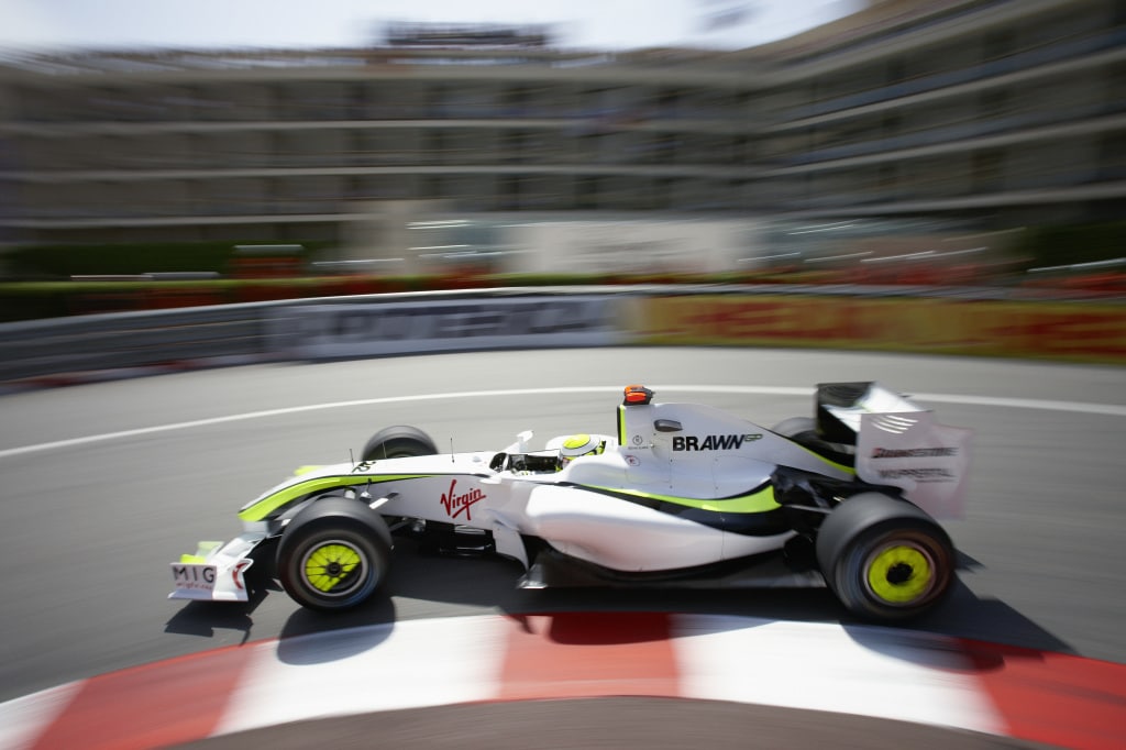 Jenson Button sulla Brawn BGP 001 a Monaco. Credit: f1experiences.com (Photo by Rainer Schlegelmilch)